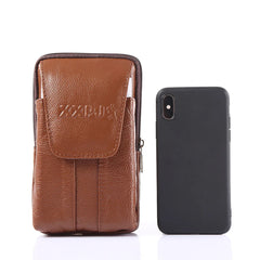 Cowhide Leather Fanny Waist Packs Men Classic Texture Casual Phone Pouch