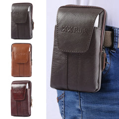 Cowhide Leather Fanny Waist Packs Men Classic Texture Casual Phone Pouch