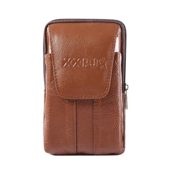 Cowhide Leather Fanny Waist Packs Men Classic Texture Casual Phone Pouch