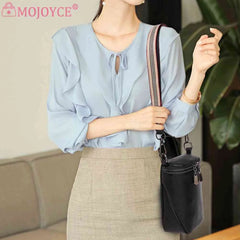 Cowhide Leather Mini Shoulder Crossbody Bag Solid Zipper Wide Strap