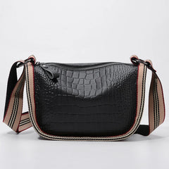 Cowhide Leather Women's Shoulder Bag Crocodile Pattern Zipper Messenger Handbag
