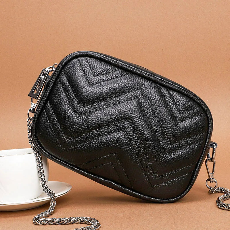 Cowhide Messenger Bags Small square bag Leather Women Handbags