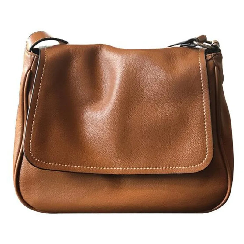 Cowhide Bucket Bag Women Casual Tote Crossbody Messenger 100% Leather
