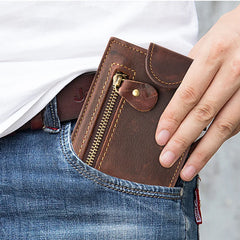 Crazy Horse Cowhide Leather Men Wallet Vintage Hasp Style