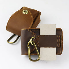 Vintage Crazy Horse Leather Waist Bag Men Small Belt Pack