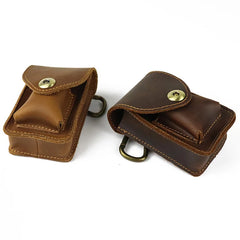 Vintage Crazy Horse Leather Waist Bag Men Small Belt Pack