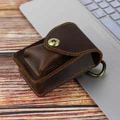 Vintage Crazy Horse Leather Waist Bag Men Small Belt Pack