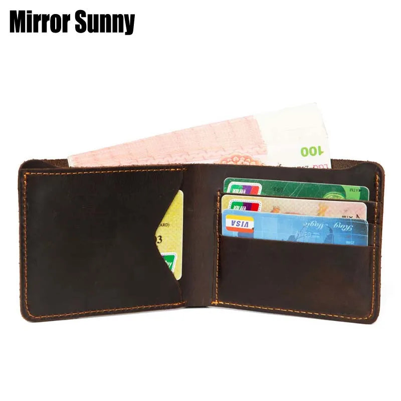 Crazy Horse Leather Men's Wallet European & American Dollar Clip