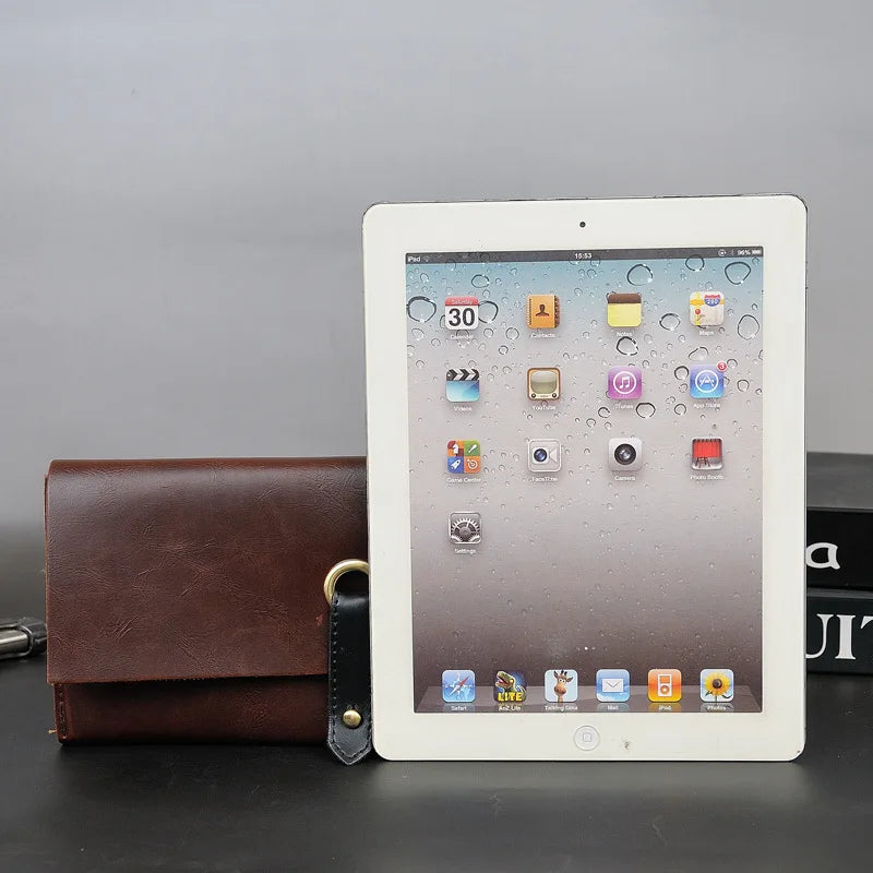 Crazy Horse Leather Long Wallet Large Capacity Clutch Bag