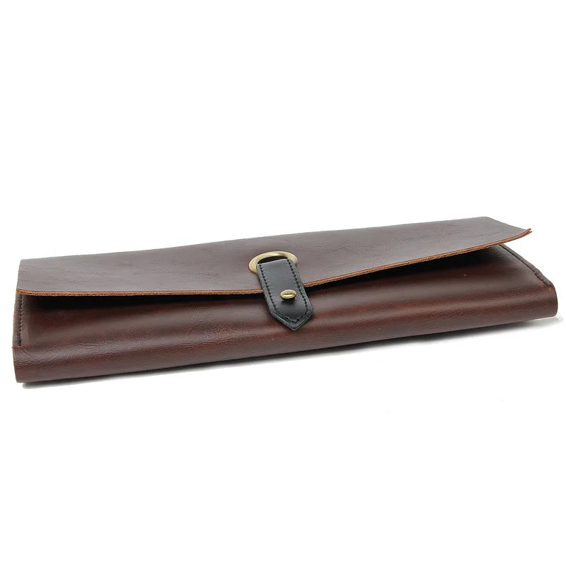Crazy Horse Leather Long Wallet Large Capacity Clutch Bag
