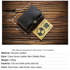 Crazy Horse Leather Men Wallets Retro Small Purse Cow Leather