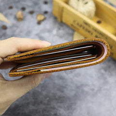 Vintage Crazy Horse Leather Men Wallet - Multi-card Bits Short Purse Money Case