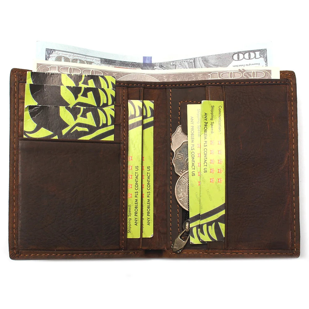 Stylish Crazy Horse Leather Wallet for Men Crocodile Style