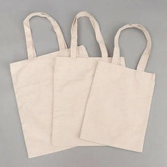 Creamy Plain Shoulder Tote High Capacity Cotton Canvas Bag