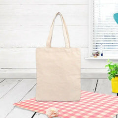 Creamy Plain Shoulder Tote High Capacity Cotton Canvas Bag