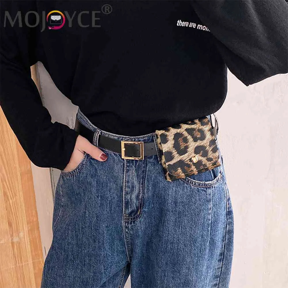 Animal Pattern Waist Belt Bag PU Leather Money Purse Chest Pack