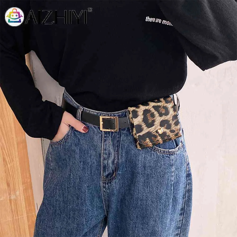 Animal Pattern Women Waist Belt Bag PU Leather Mini Money Purse Chest Pack