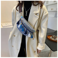 Boho Style Waist Bag with Adjustable Strap Fringe Fanny Pack