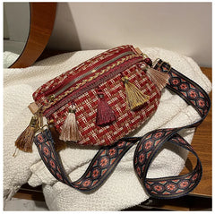 Boho Style Waist Bag with Adjustable Strap Fringe Fanny Pack