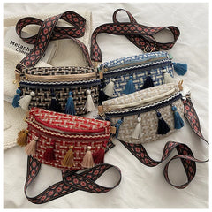 Boho Style Waist Bag with Adjustable Strap Fringe Fanny Pack
