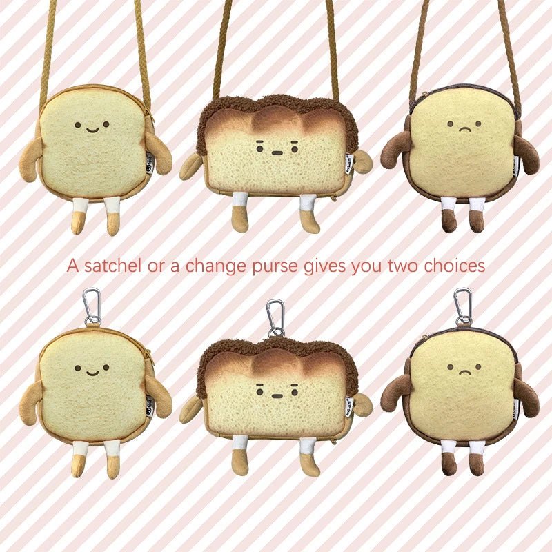 Bread Toast Women Cartoon Plush Shoulder Bag Crossbody Small Phone&Purse Bag
