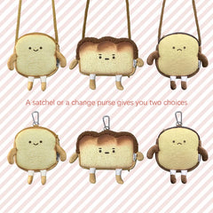 Bread Toast Women Cartoon Plush Shoulder Bag Crossbody Small Phone&Purse Bag