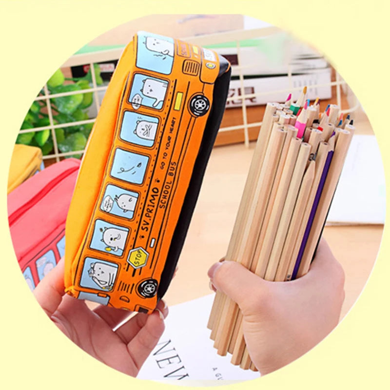 Animal Bus Pencil Case Canvas Stationery Box Student Stationery