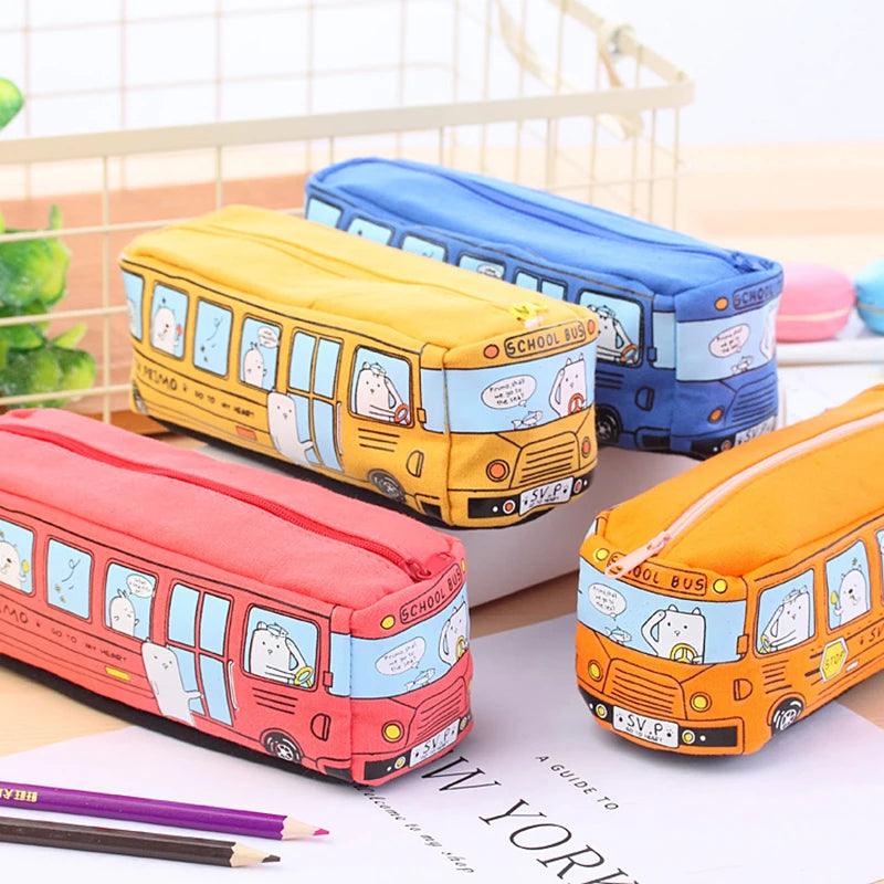 Animal Bus Pencil Case Canvas Stationery Box Student Stationery