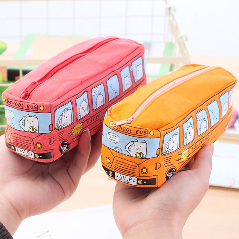 Animal Bus Pencil Case Canvas Stationery Box Student Stationery