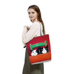 Cat Print Shopping Bag Large Capacity Tote Handbag Shoulder Bag Japanese Pattern