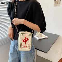 Chinese Mahjong Crossbody Bag Women Chain Shoulder Messenger Bag