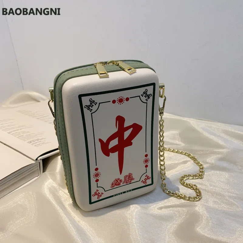 Chinese Mahjong Crossbody Bag Women Chain Shoulder Messenger Bag
