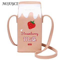 Banana Milk Box Leather Shoulder Crossbody Bag for Lady Girls