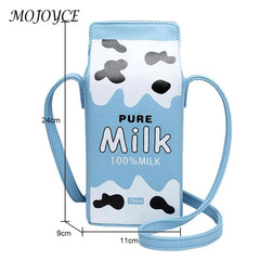 Banana Milk Box Leather Shoulder Crossbody Bag for Lady Girls
