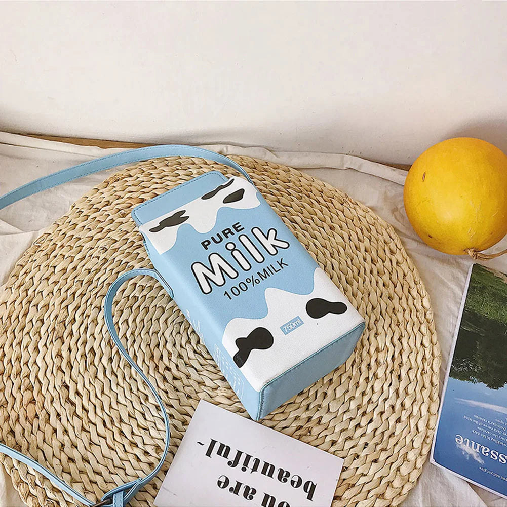 Banana Milk Box Crossbody Purse Bag for Girls