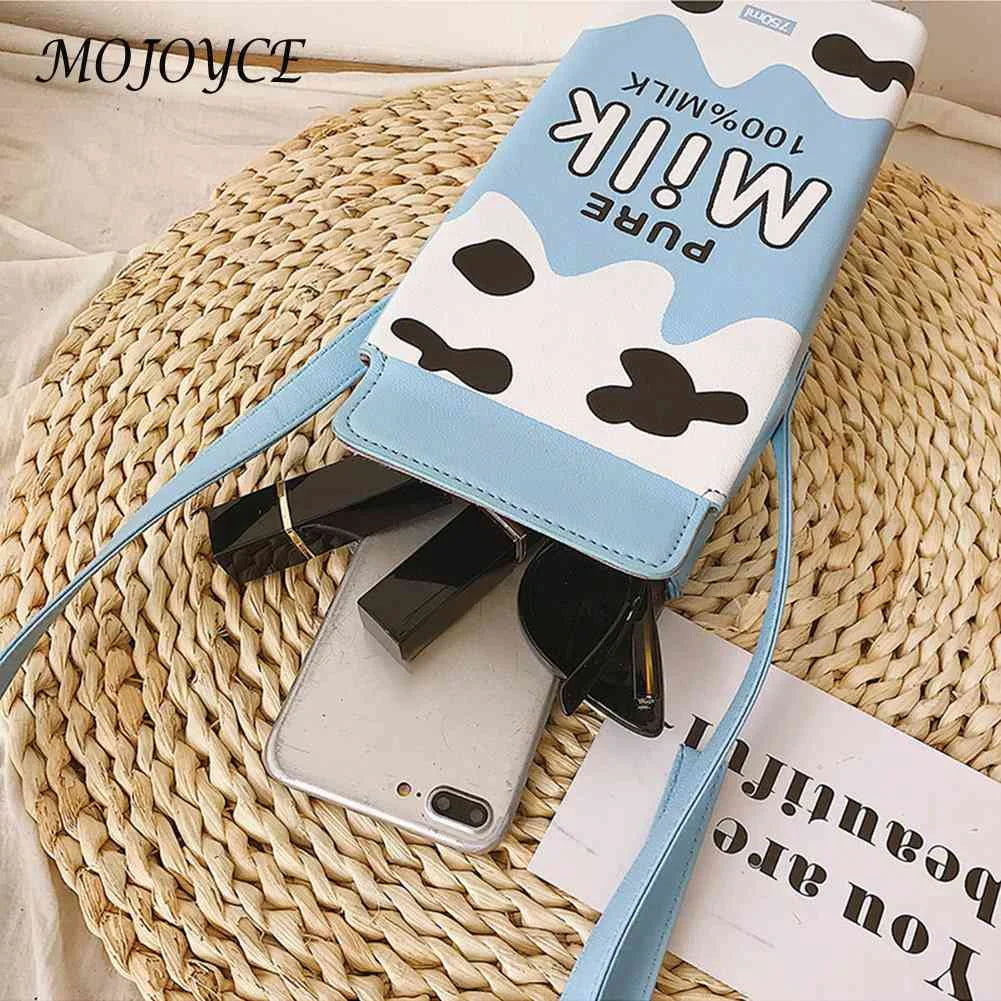 Cartoon Printed Crossbody Bag Banana Milk Box Leather Phone Wallet