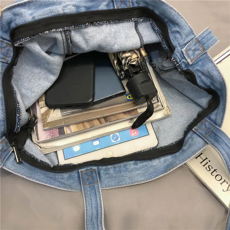 Denim Women Shoulder Bag Handbags Girls Large Capacity Messenger Bags