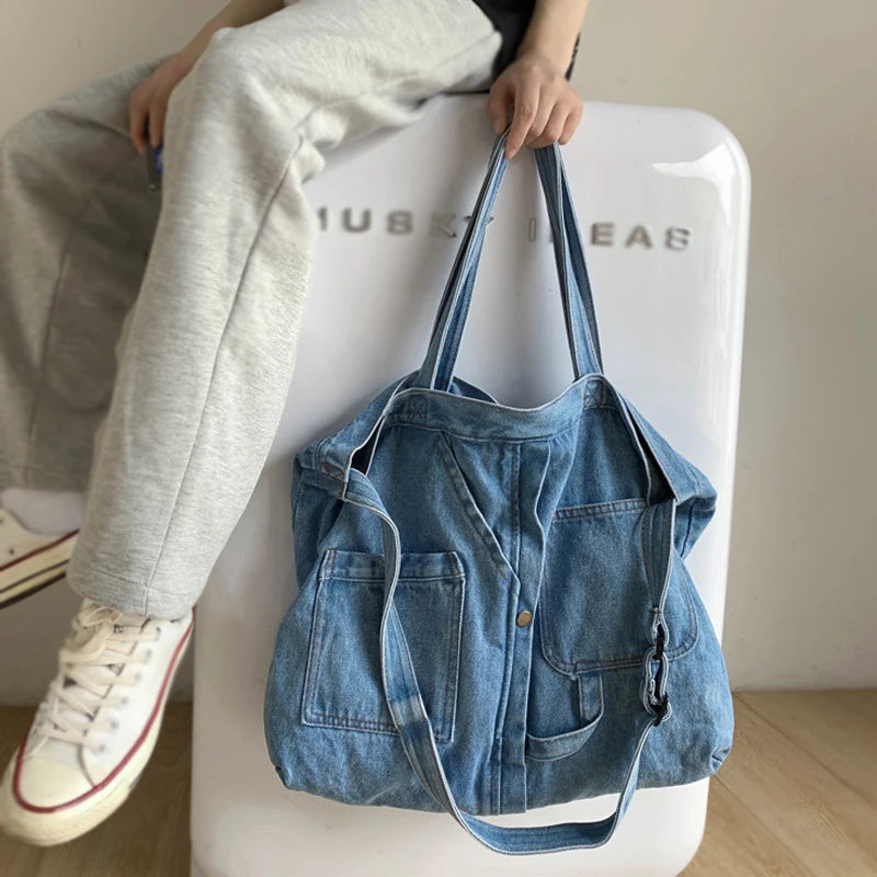 Denim Women Shoulder Bag Handbags Girls Large Capacity Messenger Bags