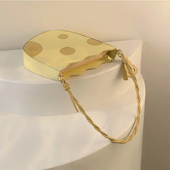 Cheese Shape Shoulder Bag Sweet Yellow Patchwork Handbag