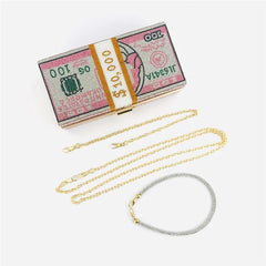 Rhinestone Money Clutch Purse - 10000 Dollars Stack Bags