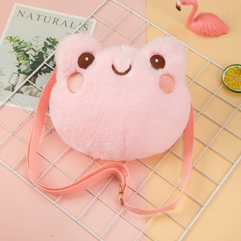 Funny Frog Plush Shoulder Bag Girl Cartoon Key Bag Small Doll Bag
