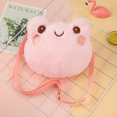 Funny Frog Plush Shoulder Bag Girl Cartoon Key Bag Small Doll Bag