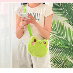Funny Frog Plush Shoulder Bag Girl Cartoon Key Bag Small Doll Bag