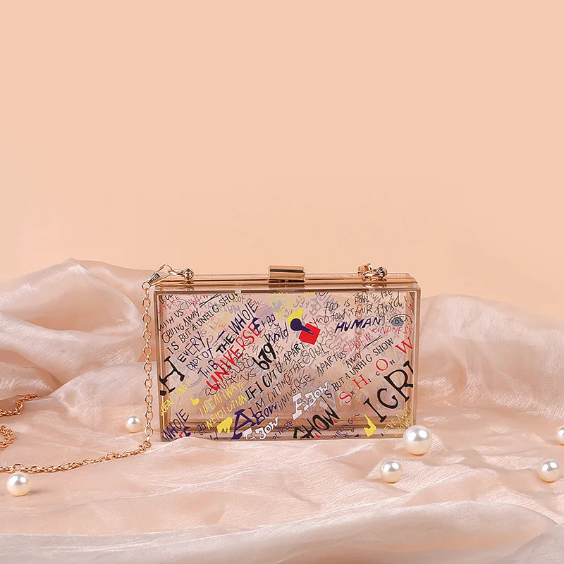 Graffiti Print Transparent Mini Shoulder Bag