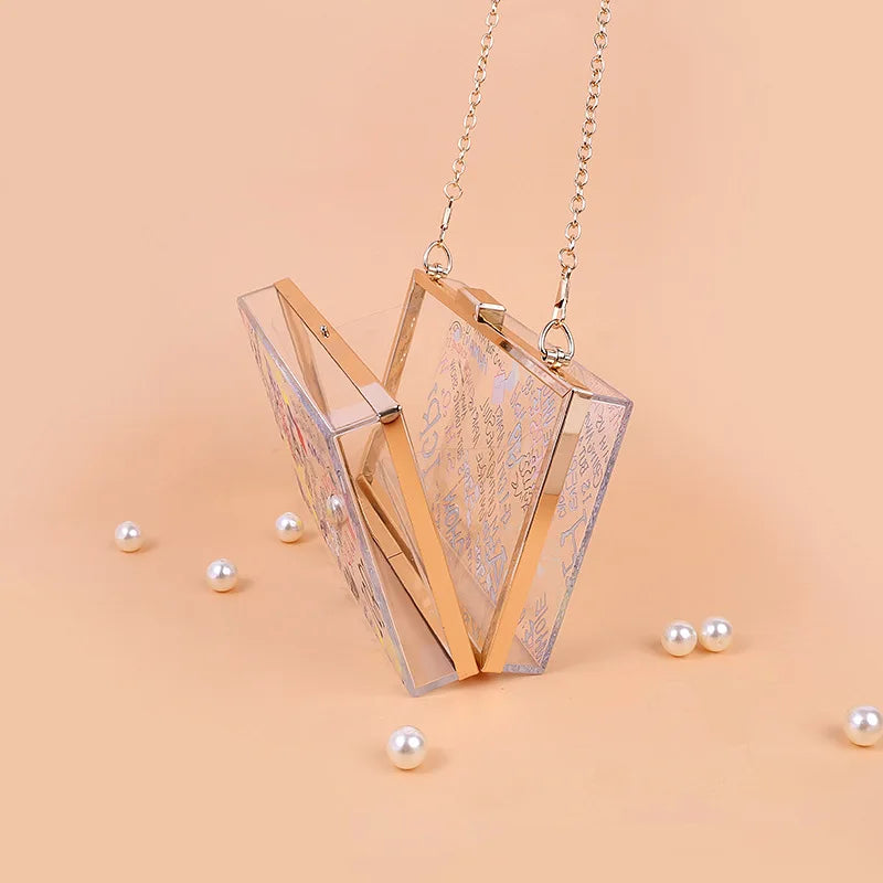 Graffiti Print Transparent Mini Shoulder Bag