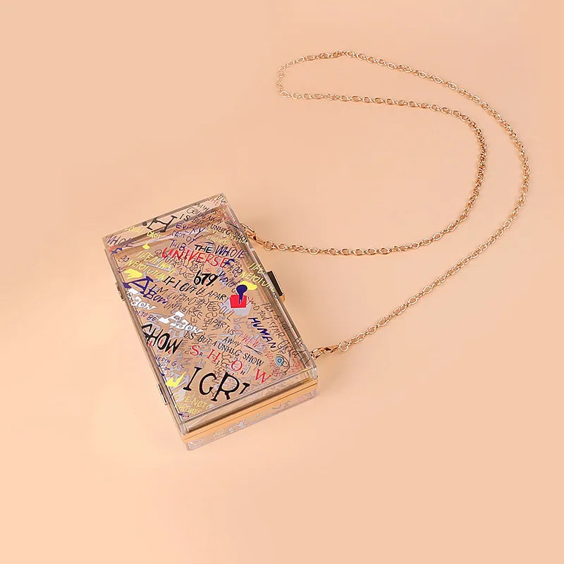 Graffiti Print Transparent Mini Shoulder Bag