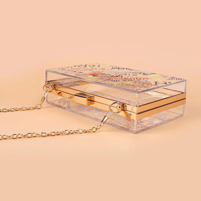 Graffiti Print Transparent Mini Shoulder Bag