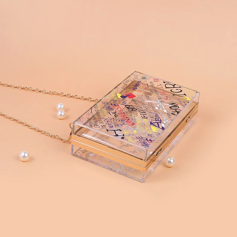 Graffiti Print Transparent Mini Shoulder Bag