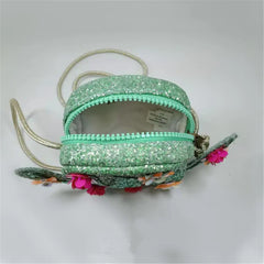 Green Cactus Plant Shoulder Bag Sequin Flower Crossbody Purse
