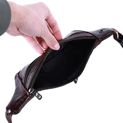 Leather Men Belt Pouch Fanny Pack Waist Purse Clutch Bag